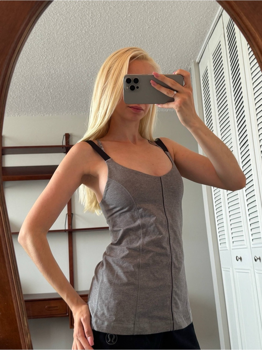 lululemon athletica Gray Tank Top with Black Straps